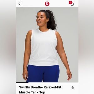 Swiftly Breathe Relaxed-Fit Muscle Tank Top, size 14, white